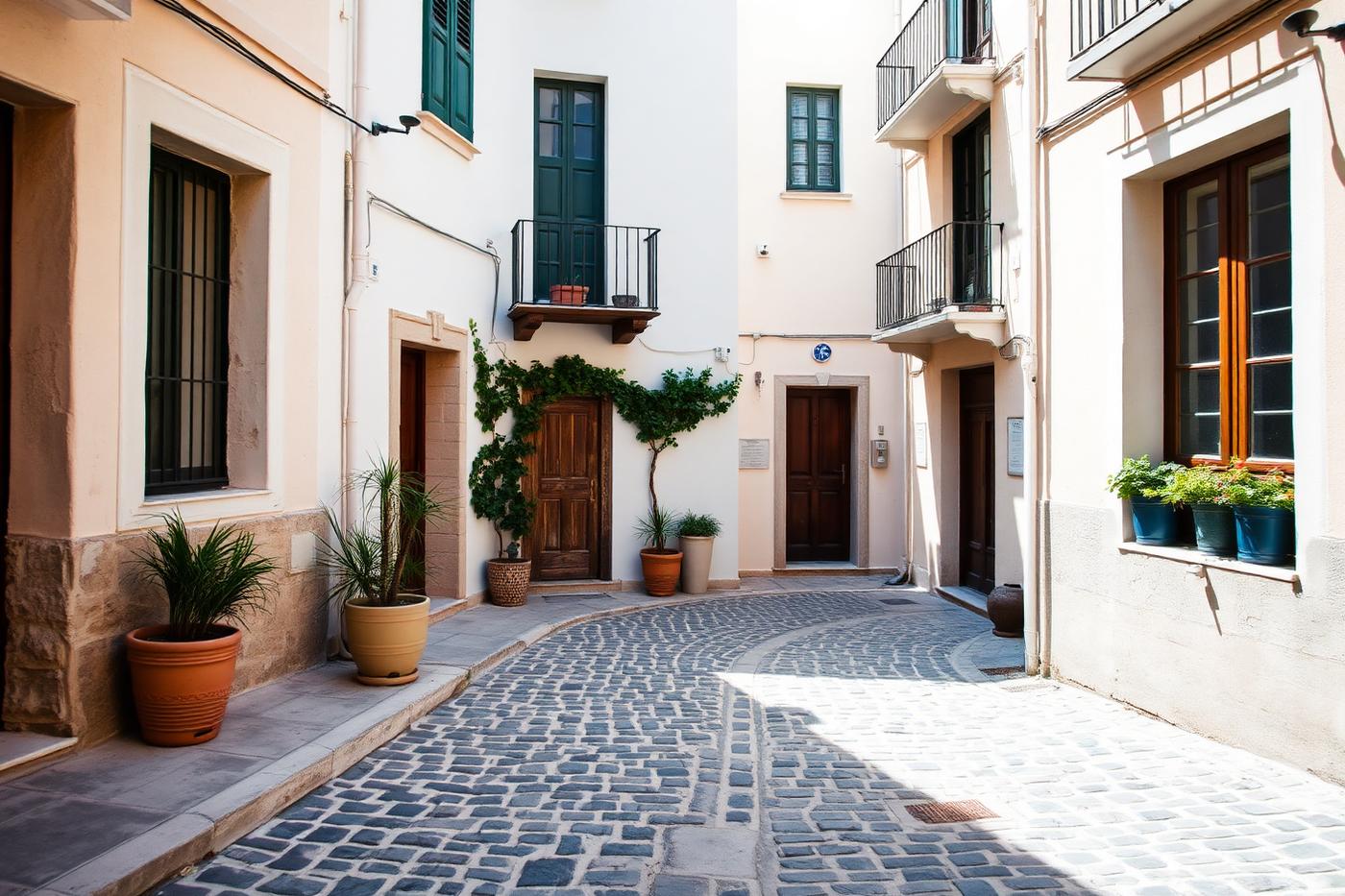 Rustige straat in het oude centrum van Ibiza
